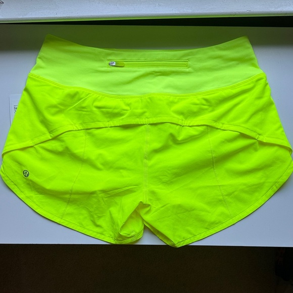 Lululemon Highlighter Yellow Speed Up Shorts - Picture 2 of 3